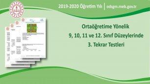 Ortaöğretime Yönelik 9, 10, 11 ve 12. Sınıf Düzeylerinde 3. Tekrar Testleri Yayımlandı